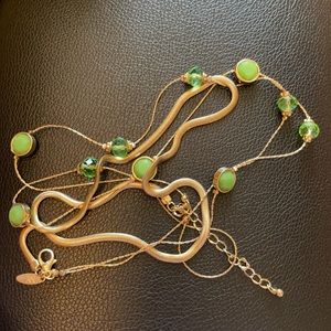 Necklace green gold New York Necklace  double 19”